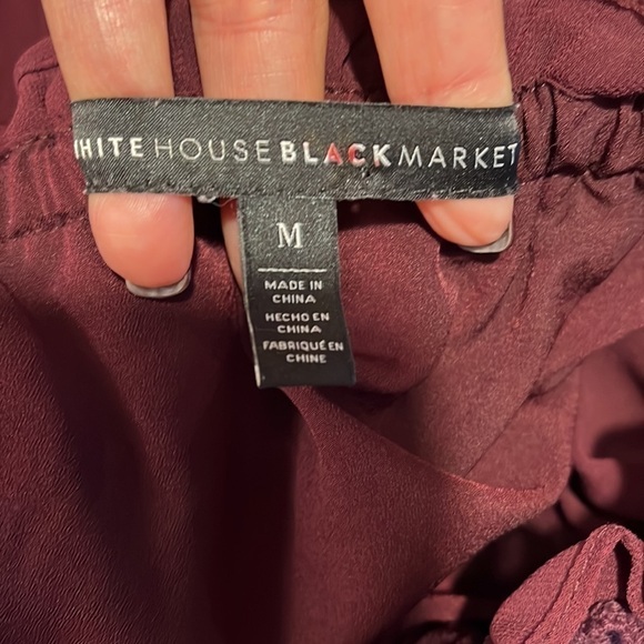 WHBM Burgundy Flowy Crochet Trim Blouse Sz M EUC - Picture 8 of 8